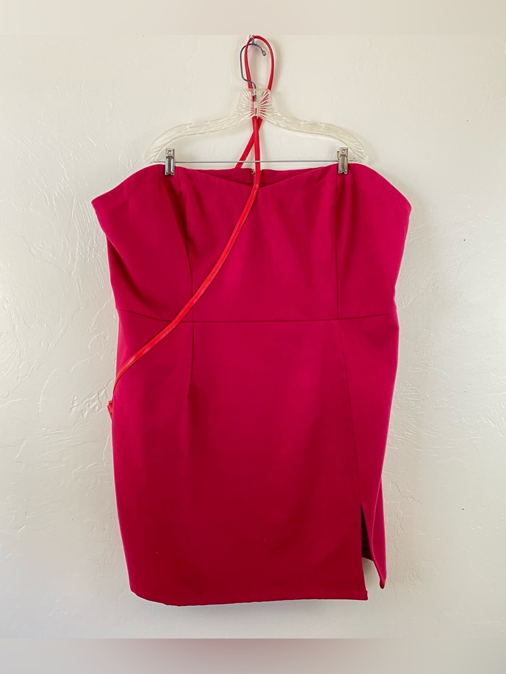 Fashion Brand Company 4X Cherry Red Strapless Sweetheart Purse Belted Mini Dress